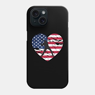 American flag Baseball team Heartshaped Phone Case