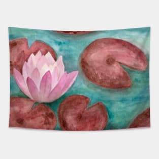 waterlily in a pond, watercolor Tapestry