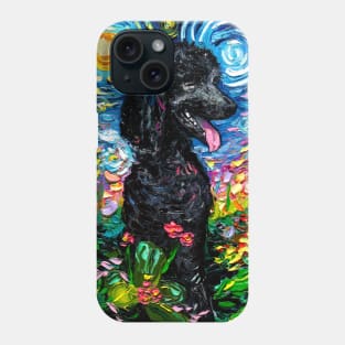 Black Poodle Starry Night with Flowers Phone Case