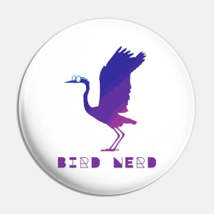 Bird Nerd Great Blue Heron Wearing Glasses Pin