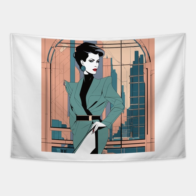 Verde Verve Leg Art Deco 80s Patrick Nagel T-Shirt Tapestry by di-age7