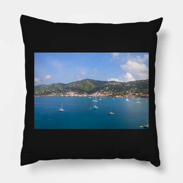 Boats in the Bay Pillow by dianecmcac