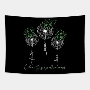 Celiac Disease Awareness Light Green Dandelion Tapestry