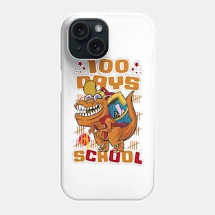 100 Days of school featuring a T-rex dino with bacpack #2 Phone Case