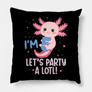 Funny 5th Birthday I'm 5 Years Old lets party Axolotl Pillow