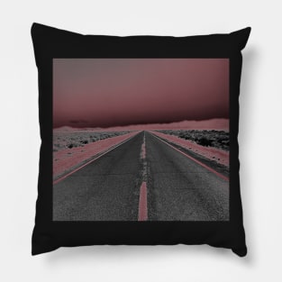 Red sky highway Pillow