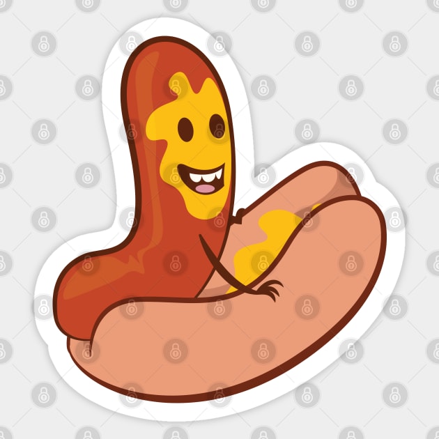 Cute funny hot dog Weiner cartoon - Hot Dog - Sticker