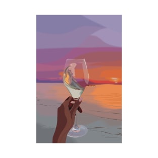 Beach wine sky illustration T-Shirt