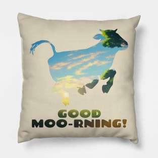 Good Moo-rning! Sunrise Leaping Calf Pillow