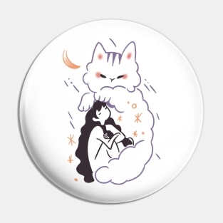 woman sitting on cat cloud Pin