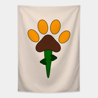 Dog Footprints Plant colored with Sunflowers colors - Fantasy Plant / Strange Plant Tapestry