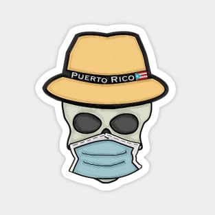 Puerto Rico Boricua Masked Skull Fedora Hat Magnet