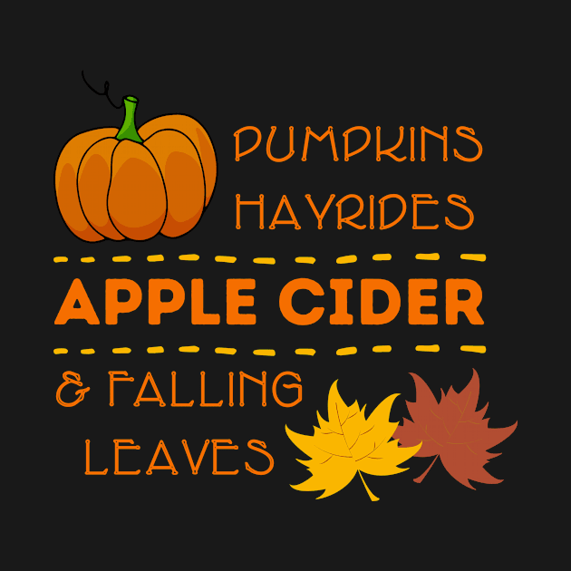 Cute Pumpkins Hayrides Apple Cider & Falling Leaves by GROOVYUnit