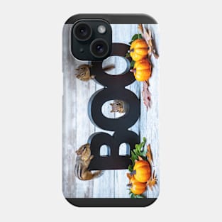 Chipmunks hang out on a Halloween sign Phone Case