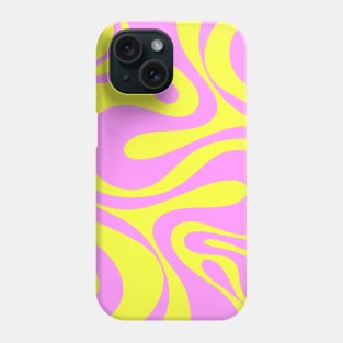 Vivid Mod Swirl Retro Abstract Pattern Neon Yellow and Pink Phone Case