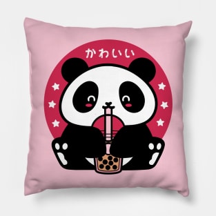 Kawaii Panda Drinking Bubble Tea Pillow