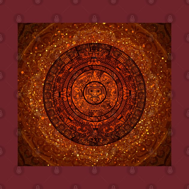 Glowing Aztec Calendar by MCAshe spiritual art 