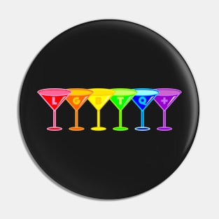 LGBTQ+ Pride Martini Glasses Pattern Pin