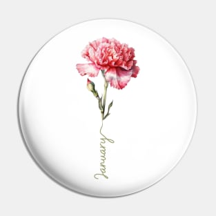 Carnation - January Birth Month Flower Pin