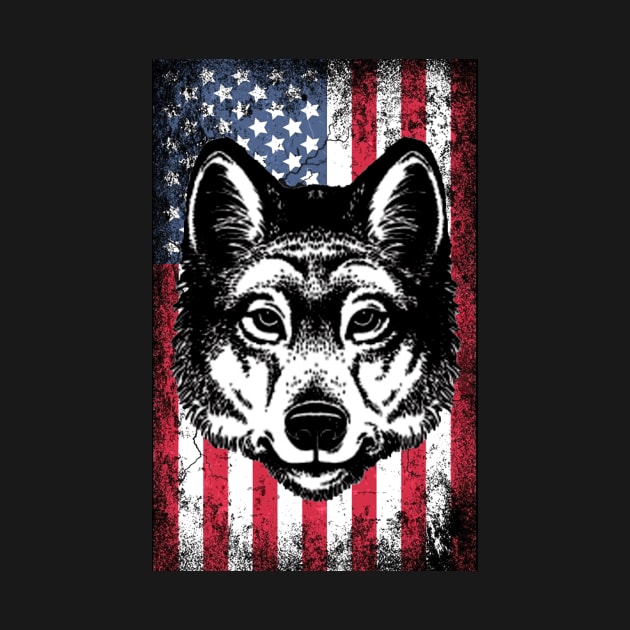 Patriotic Wolf American Flag by Sinclairmccallsavd