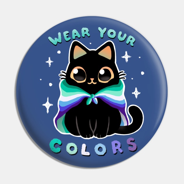 MLM LGBT Pride Cat - Kawaii Rainbow gay Kitty - Wear your colors Pin by BlancaVidal