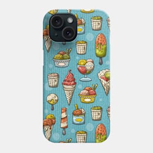 Ice Cream Summer Dessert Treat on Blue Phone Case