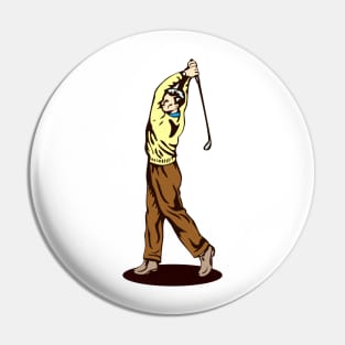 Vintage Golfer Playing Golf Pin