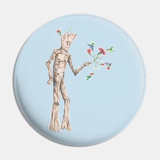 Groot with hummingbirds Pin