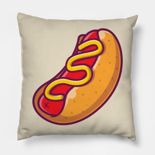 Hotdog Cartoon IIustration Pillow