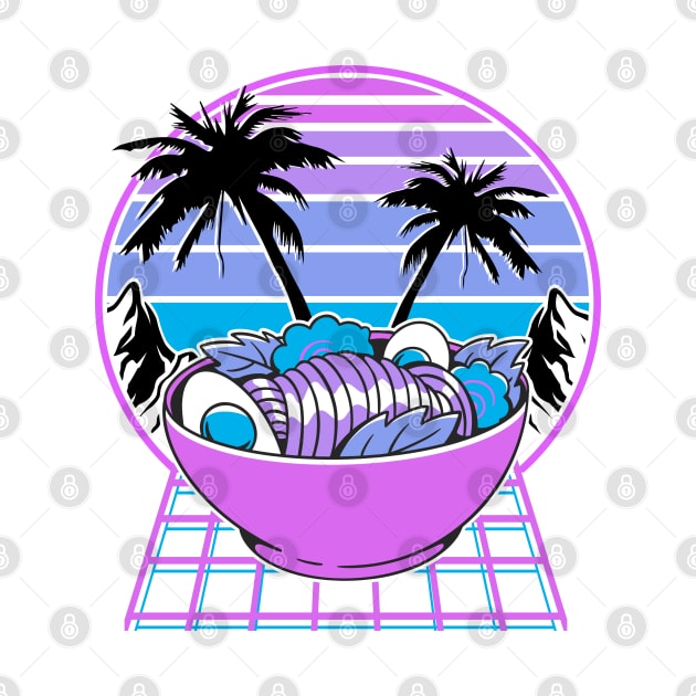 Ramen Bowl 90s Retrowave Synthwave Pastel Goth by Kuehni