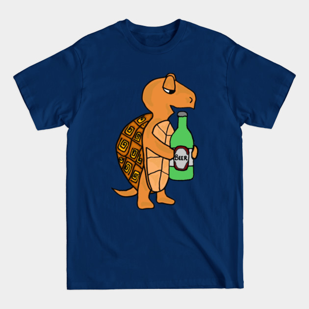 Discover Funny Turtle Drinking Beer Cartoon - Beer - T-Shirt