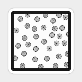 Irregular Mandala Pattern in Black and White Magnet