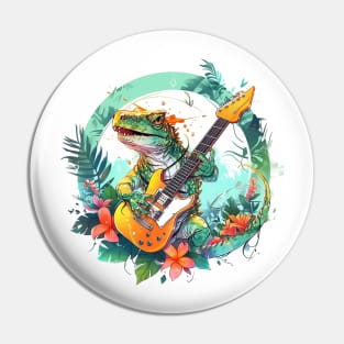 Chillax with Lizard Tunes: Rock 'n' Reptile Style Pin