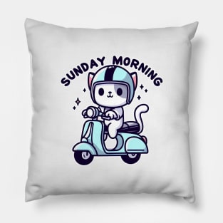 Sunday morning - cat ride scooter Pillow