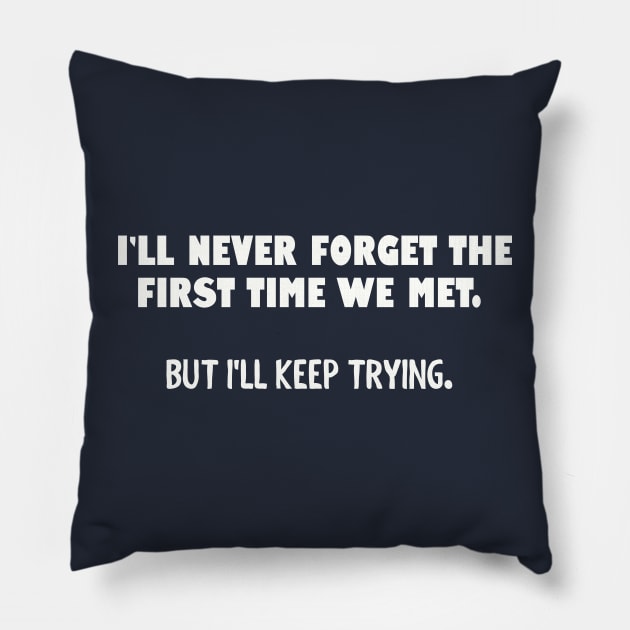 I'll never forget the first time we met... Pillow by Among the Leaves Apparel