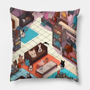 Isometric cat store Pillow