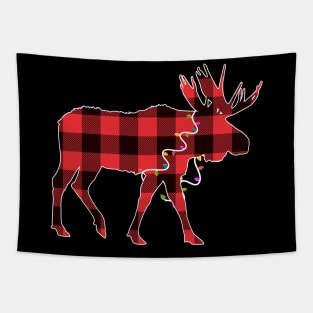 Santa Deer Plaid Red Buffalo Animal Merry Christmas Pajamas Family Tapestry