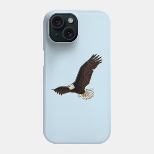 Happy flying bald eagle cartoon illustration Phone Case