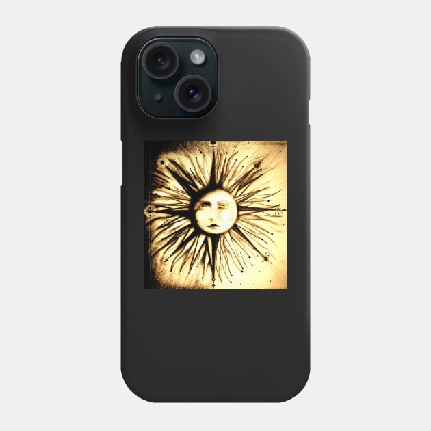 op art sun face astrology stars deco man in moon art Phone Case by jacquline8689
