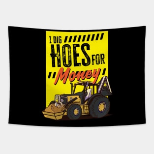 Funny Excavator and Construction Worker Heavy Equipment Tapestry