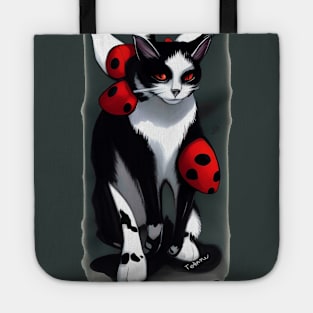 Cute Tuxedo Cat with Ladybugs Copyright TeAnne Tote