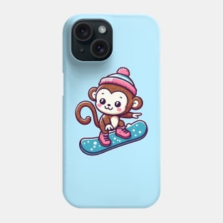 Cute monkey Snowboarding Phone Case