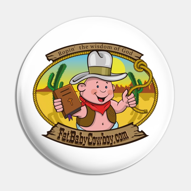 Fat Baby Cowboy Logo Pin by Evangeltoons