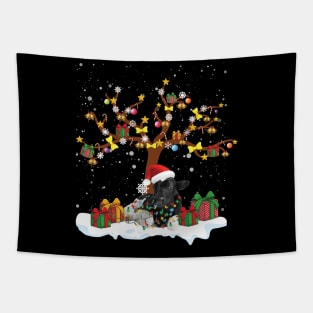 Christmas Heifers Santa Xmas Lights Cow Lovers Tapestry