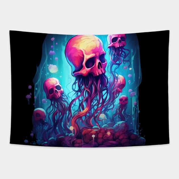 Skull Jellyfish Tapestry by Acid_rain