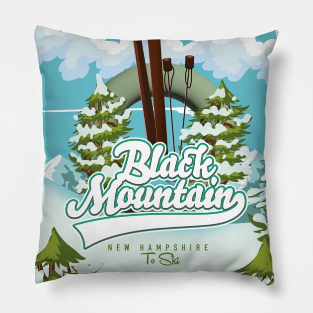 Black Mountain New Hampshire Ski poster Pillow by nickemporium1