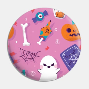 Pink Halloween pattern Pin