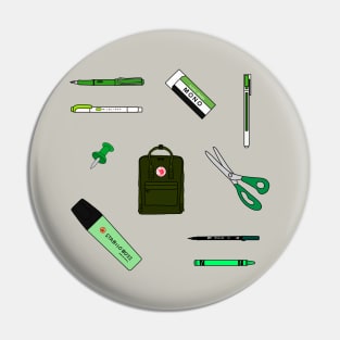 Green School Supplies Pin