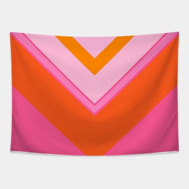 Pink and Orange, Geometric, Chevron, Pattern Tapestry by OneThreeSix