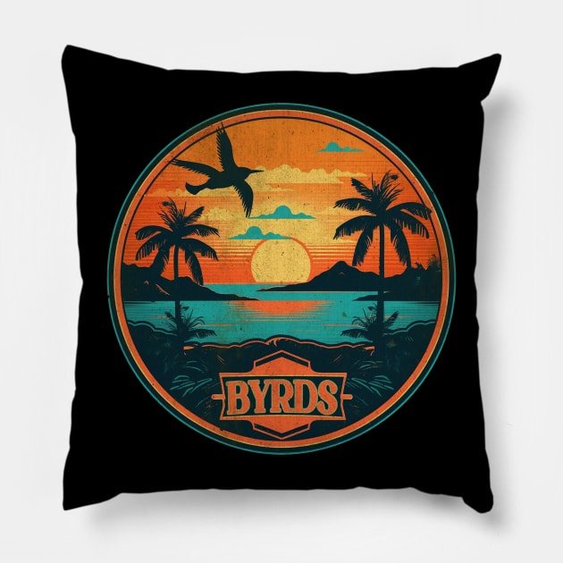 Retro Vibes -  Byrds Pillow by Itulah Cinta